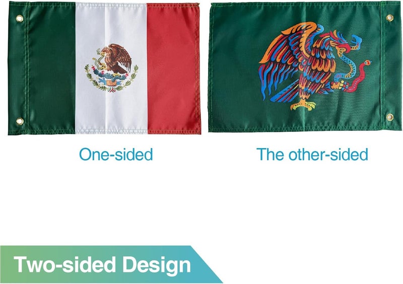 cezelux 2 Pack Mexico Flags for Whip Lights or Antenna Flag Poles, 12" x 18" Double Sided Whip Lights Accessories, Whips Mexican Flags for UTV ATV Can-Am Polaris RZR SXS Boats Ulti Offroad - Image 2